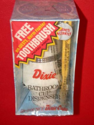Vintage 1960s Dixie Cup Bathroom Dispenser 50 Cups Nos Dr.  Wests Toothbrush