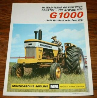 Minneapolis Moline G1000 Tractor Colorful Sales Brochure
