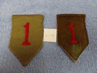 Pair Ww 2 Us 1st Division Patches,  21 - 9