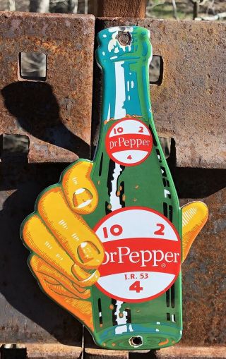 Old Vintage 10 " 1953 Dr.  Pepper 10 - 2 - 4 Porcelain Advertising Wood Door Sign Soda