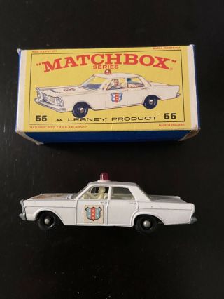 Lesney Matchbox 55 Police Car Ford Galaxie Made In England