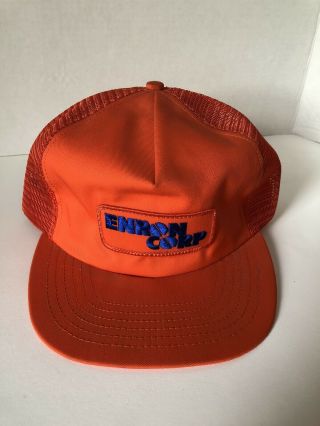Vintage Enron Corp Orange Trucker Snapback Hat