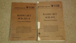 War Department Technical Manuals Radio Set Scr - 502 And Scr 291 - A 1944