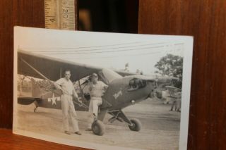 Orig.  Wwii Photo Capt Paul L.  Bowsher 1943 Munda Airfield Piper J - 3 Cub L4 Mary