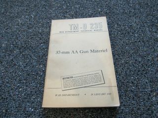 Wwii Us Army 37mm Aa Gun Material 1944 Booklet
