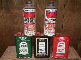 Vintage Smokeless Powder Cans & Ball Powder Cans Dupont 3031 4320 Winchester 760