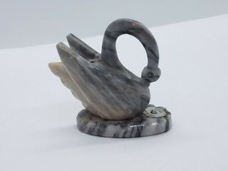 Vintage Hand Carved Onyx Marble Swan Hecho En Mexico Figurine