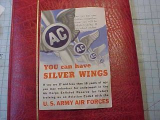 Wwii 1943 Usaaf Aviation Cadet Silver Wings Recruiting Booklet