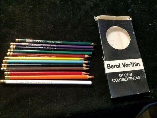 Vintage Box / Set Of 12 Berol Verithin Colored Pencils