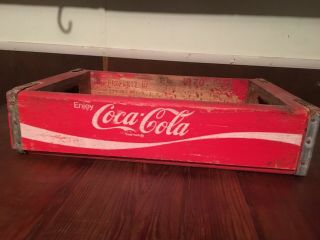 Vintage Red & White Coca - Cola Wooden Crate Delta