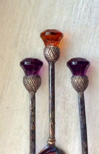 Scotland Thistle Top Demi Spoons - 3 Vintage Silver Plated By Exquisite Brand