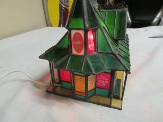 The Coca Cola Stained Glass TRAIN STATION Franklin 1997 w/ Light 3