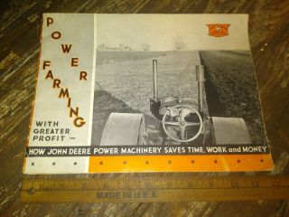 1930s Era John Deere Tractors Implement Publication 12 X 9 Power Farming Vintage