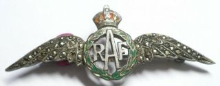 Wwii British Royal Air Force Wings King Crown Sweetheart Silver Brooch