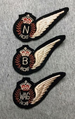 Group Of 3 Rcaf Wwii Half Wings B,  N,  Wag In The Straight Form
