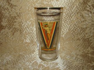 Vintage 1942 World War Ii Pin - Up Girl Victory Drinking Glass Auxiliary Ploice