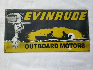 Vintage Evinrude Outboard Motors Metal Sign.  9 In X 18 In.