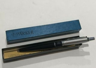Vintage Parker Black Calendar Jotter Ballpoint Pen W/ Box & Papers