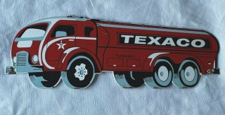 Vintage Texaco Tanker Truck 16” Porcelain Sign Car Gas Oil