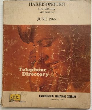 1966 Harrisonburg,  Va Telephone Company Directory Phone Book,  Genealogy,  Vintage
