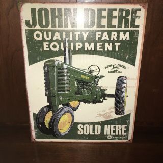 Vintage Style John Deere Farm Equipment Here Tin Metal Sign Made In Usa
