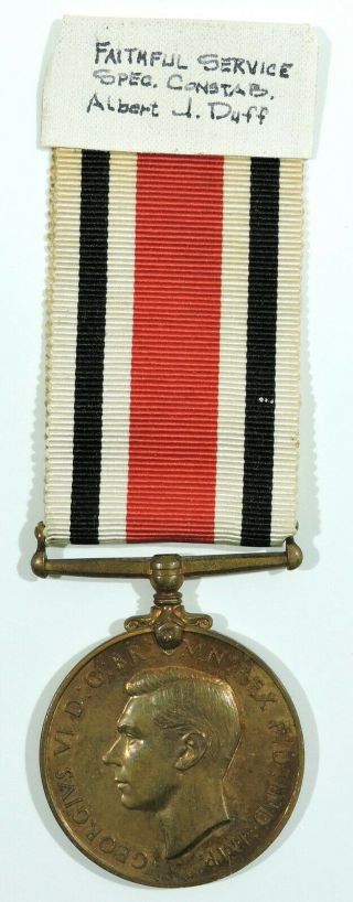 British Special Constabulary Long Service Medal,  George Vi,  Id 