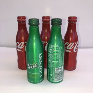 Collectible 8.  5oz Coca - Cola Aluminum Usa Bottles - Coke & Sprite -