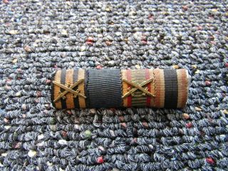 Wwi/wwii German Ribbon Bar Five Places Hindenburg Cross With Swords