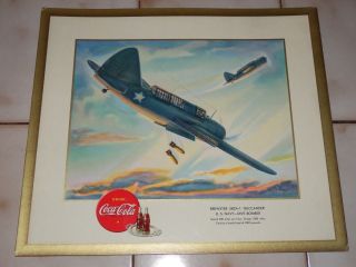 1943 Coca Cola World War 2 Vintage Sign 13 " X 15 " U.  S.  Navy Brewster Sb2a - 1