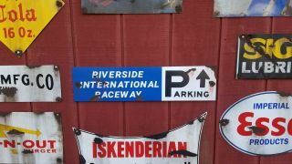 Riverside Raceway Speed Shop Barn Find Look Painted Gas Oil Hand Made Sign Vtg