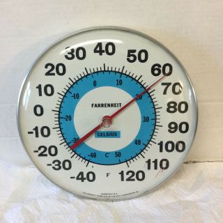 Vintage Jumbo Dial The Ohio Thermometer Co 12 " Wall Thermometer Convex