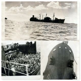 Uss Marias Ao - 57 1945 Wwii Navy Photographs At Sea Dry Dock Sailors On Board Pha