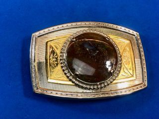 Real Or Faux? Dark Brown Stone Centerpiece Belt Buckle With Western Ring