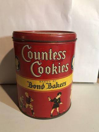 1932 Vintage Countess Cookies Tin 1 Bond Bakers General Baking Company Ny