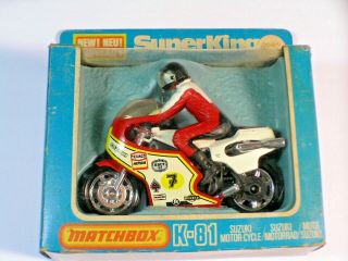 Matchbox Superking K - 81 - Suzuki Racing Motor Bike - Red & White - 1980