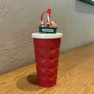 Starbucks Tumbler Christmas Red Diamond Pineapple Stainless Steel Straw Cold Cup