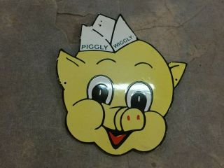 Porcelain Piggly Wiggly Enamel Sign Size 12 " X 11 " Inches