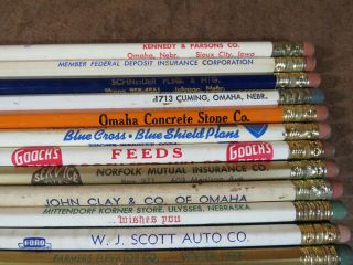 20 Vintage advertising wood pencils Nebraska old phone number Ford Gooch ' s feed 3