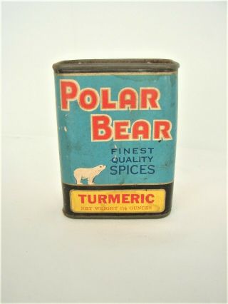 Vintage Polar Bear Spice Tin Griffin’s Brand Tumeric Muskogee,  Oklahoma