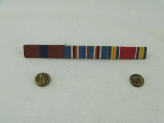 Us Navy Wwii 3 Medal Pb Ribbon Bar,  American Campaign,  Victory Medal C