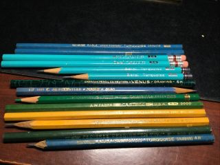 14 Drawing Pencils Berol Castell Venus Eagle Turquoise Koh - I - Noor Dixon 4h 2h 3h