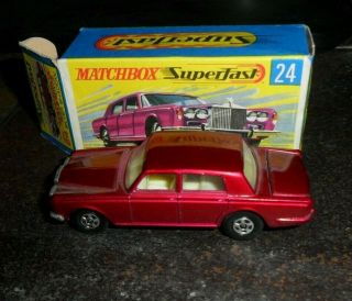 Matchbox Superfast 24a Rolls Royce Rose Red Thin Wheels Black Base Box