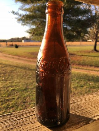 Amber Straight Sided Coca Cola Bottle Fort Wayne Ind