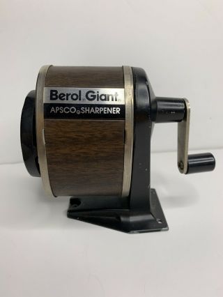 Apsco Wood Grain Berol Giant Pencil Sharpener,  Wall/ Desk Mount,  6 Hole