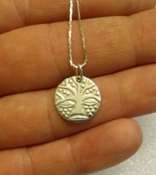 Vintage Sterling Silver Native American Tree Of Life Face 16mm Pendant 18 " Chain