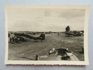 Wwii Luftwaffe Photo Field Of Stuka Ju 87bs One W/flak Wing