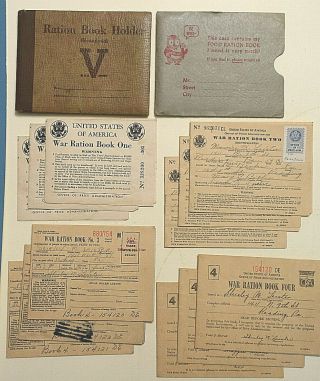 One Family (12) Wwii War Ration Books 1,  2,  3,  4,  Holders,  Reading,  Pa.