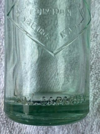 M58) 1900 ' s Salina KS Coca Cola Diamond Straight Side Glass Bottle 7oz Soda 3