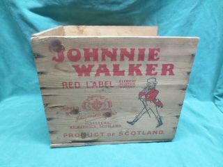 Vtg Johnny Walker Scotch Wooden Bottle Crate Box