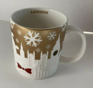 London England Starbucks Gold Relief Christmas Holiday Mug
